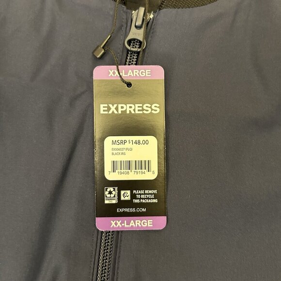 Express Men’s Lightweight Bomber Jacket Navy Blue Full Zip Size XXL - NWT $148 - Picture 13 of 16